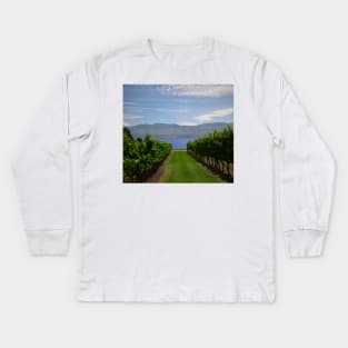 The Okanagan Lake and Grape Vines Kids Long Sleeve T-Shirt